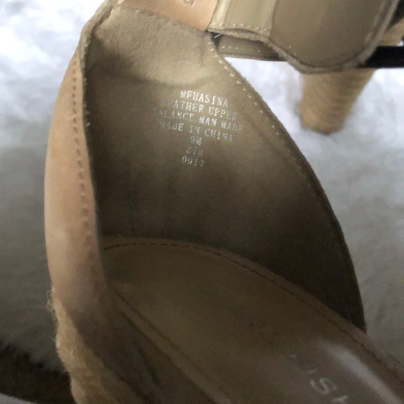 Marc Fisher Hasina Espadrille Suede Wedges 9 Tan Open Peep Toe Cutout Buckle - Picture 8 of 8